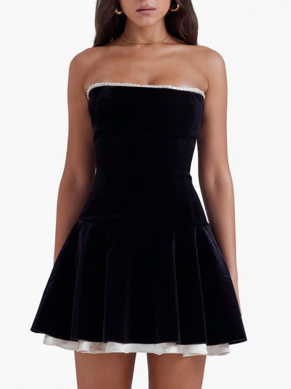 House of CB Small Marilla Black Velvet Mini Dress